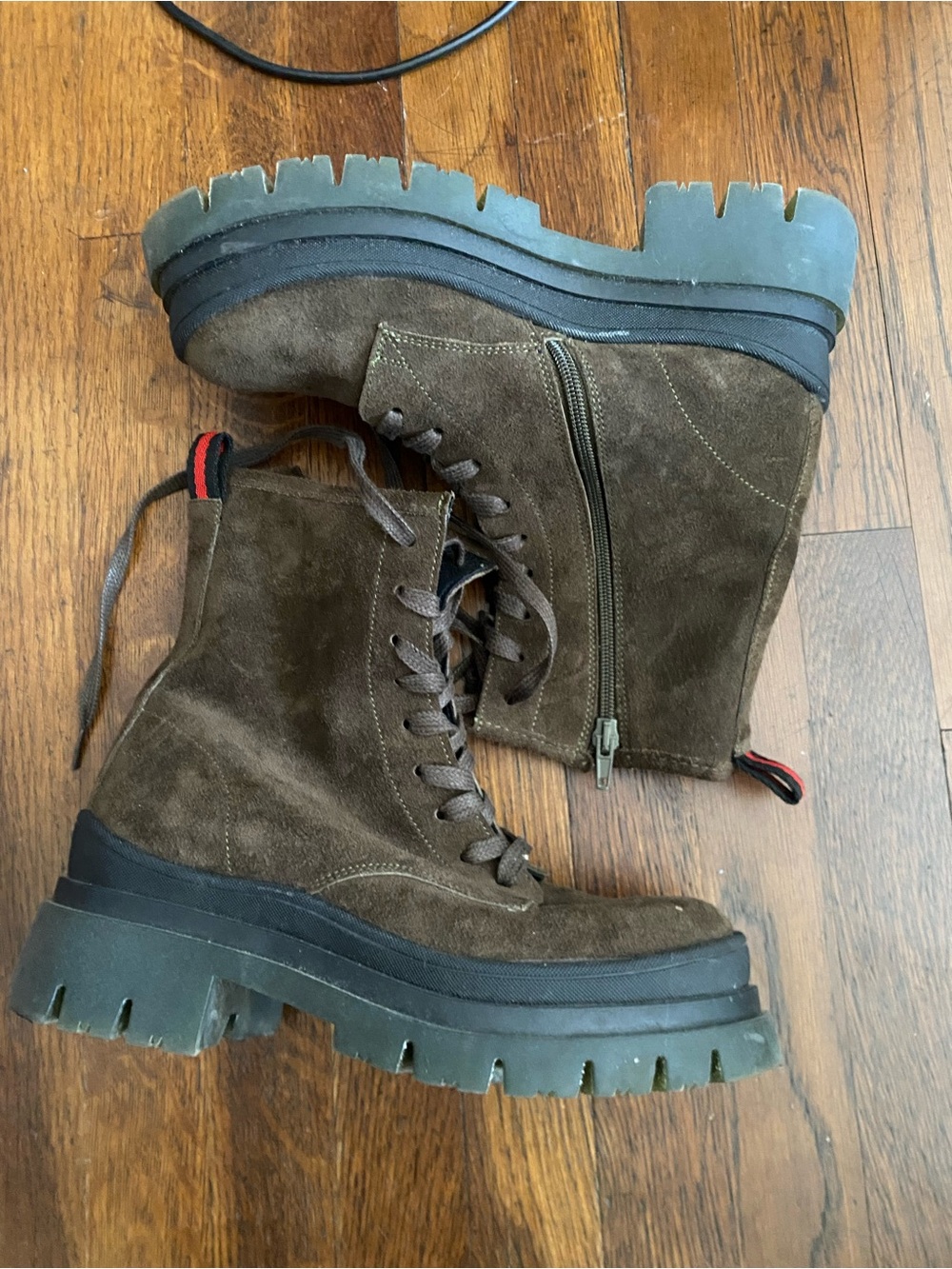 Brown Suede Lug Sole Ankle Boots